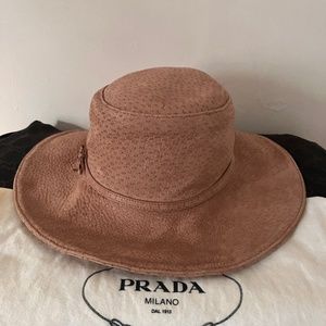 Prada blush leather floppy hat